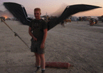 me wearing the wings extended
